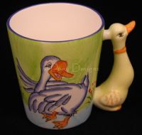 DUCK GOOSE Sculpted Handle Coffee Mug - UNIQUE!